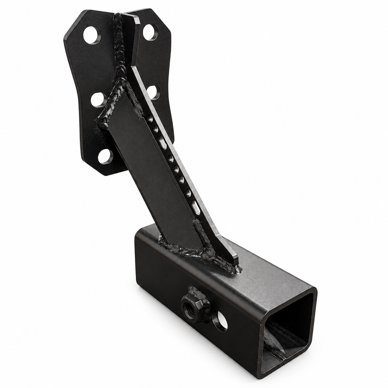 TrailSwing Accessory Hitch on white background — receiver opening and side nut