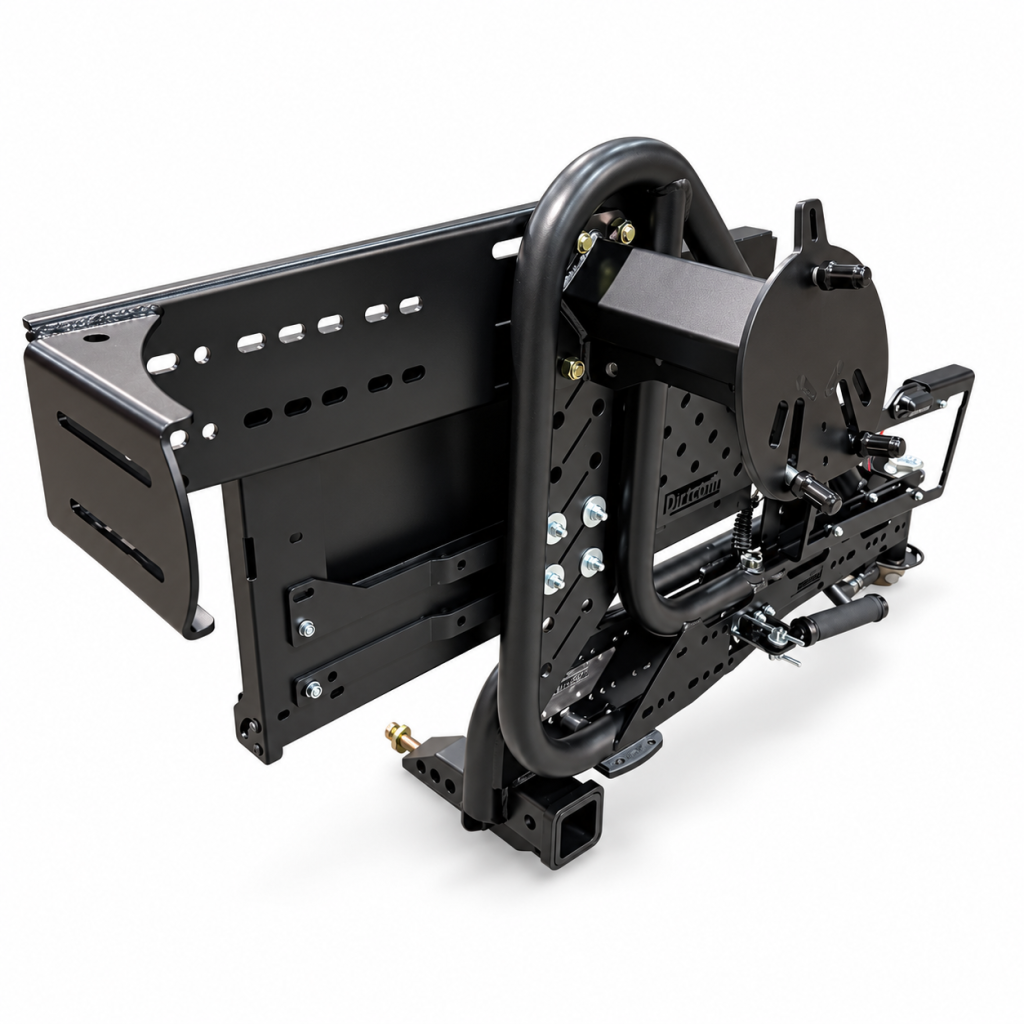 TrailSwing fully built with optional accessories — left angle