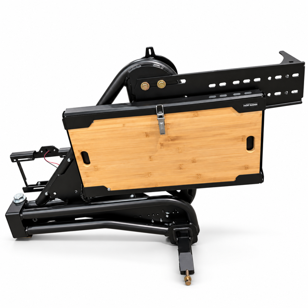 TrailSwing fully built with optional accessories — Front Runner table view